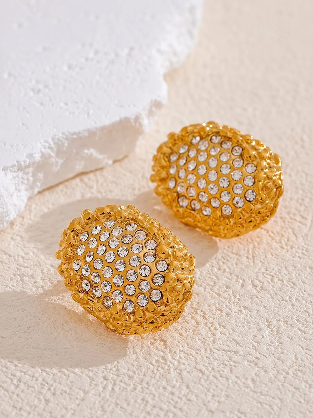 Gold Crystal Cluster Clip-On Earrings